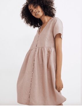 Madewell Blush Pink Linen Mini Dress Large